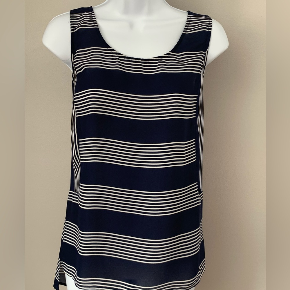 Dahlya Navy Blue and White Striped Tank